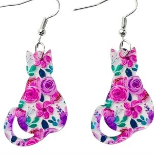 Floral Cat Earrings